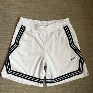 Nike White Athletic Shorts with Black Trim